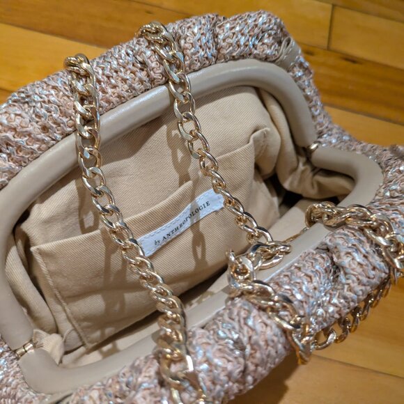 Anthropologie Silver Rattan Clutch - Picture 4 of 7